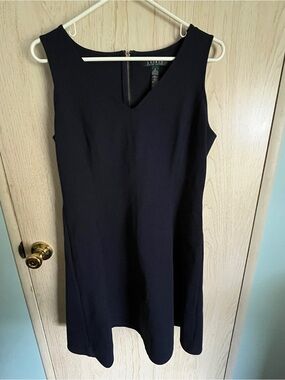 Lauren Ralph Lauren Fit & Flair Navy Blue Structured Dress Career Sz 8